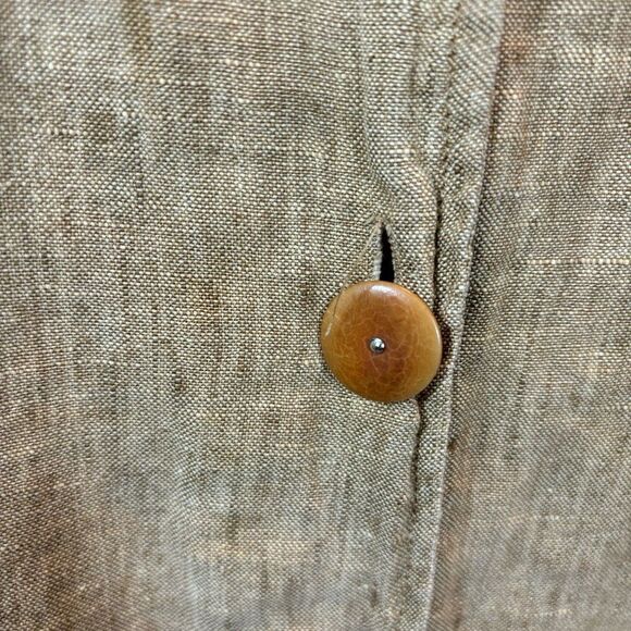 Ladies Flax Linen Button‎ Down Shirt Jacket Size Large Tan Color - Picture 11 of 13